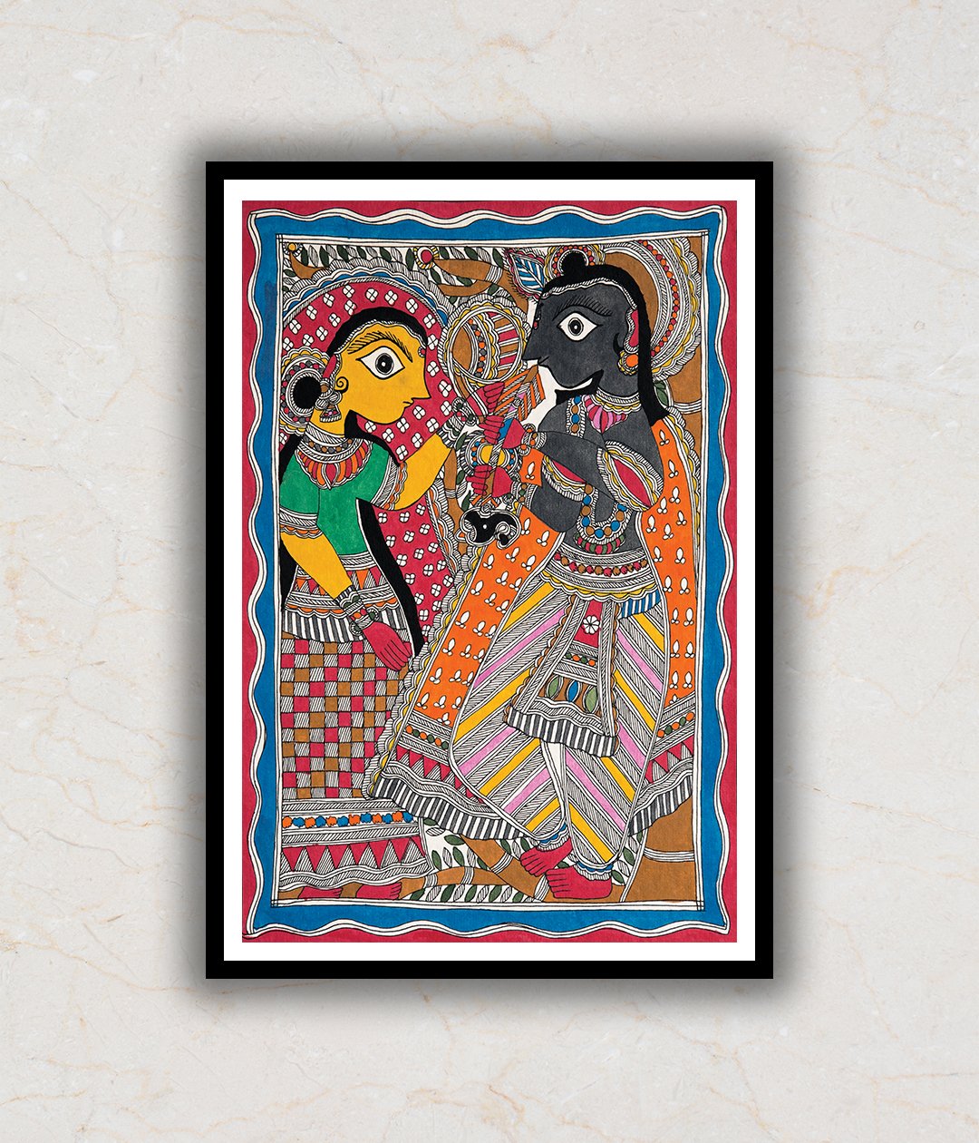 Radhe Krishna Madhubani Art Painting For Home Wall Art Decor