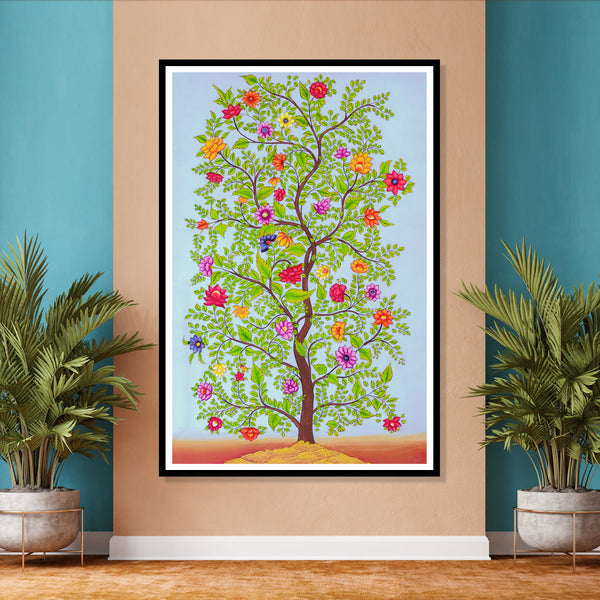 Tree of Hope Kalamkari Artwork Painting For Home Wall Decor