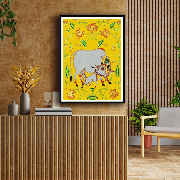 Kamdhenu with Calf Pichwai Art Painting