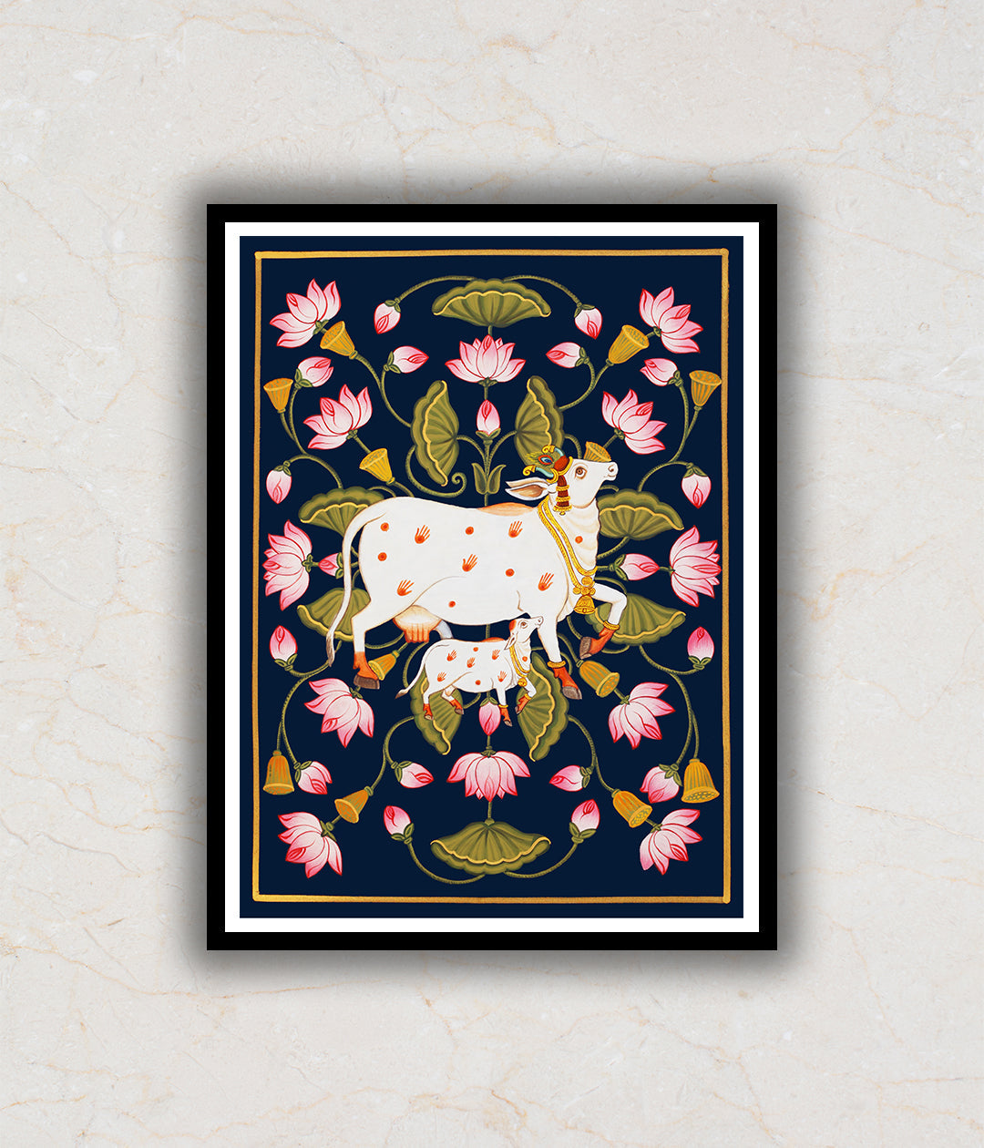 Kamdhenu The Sacred Cow Pichwai Art Painting