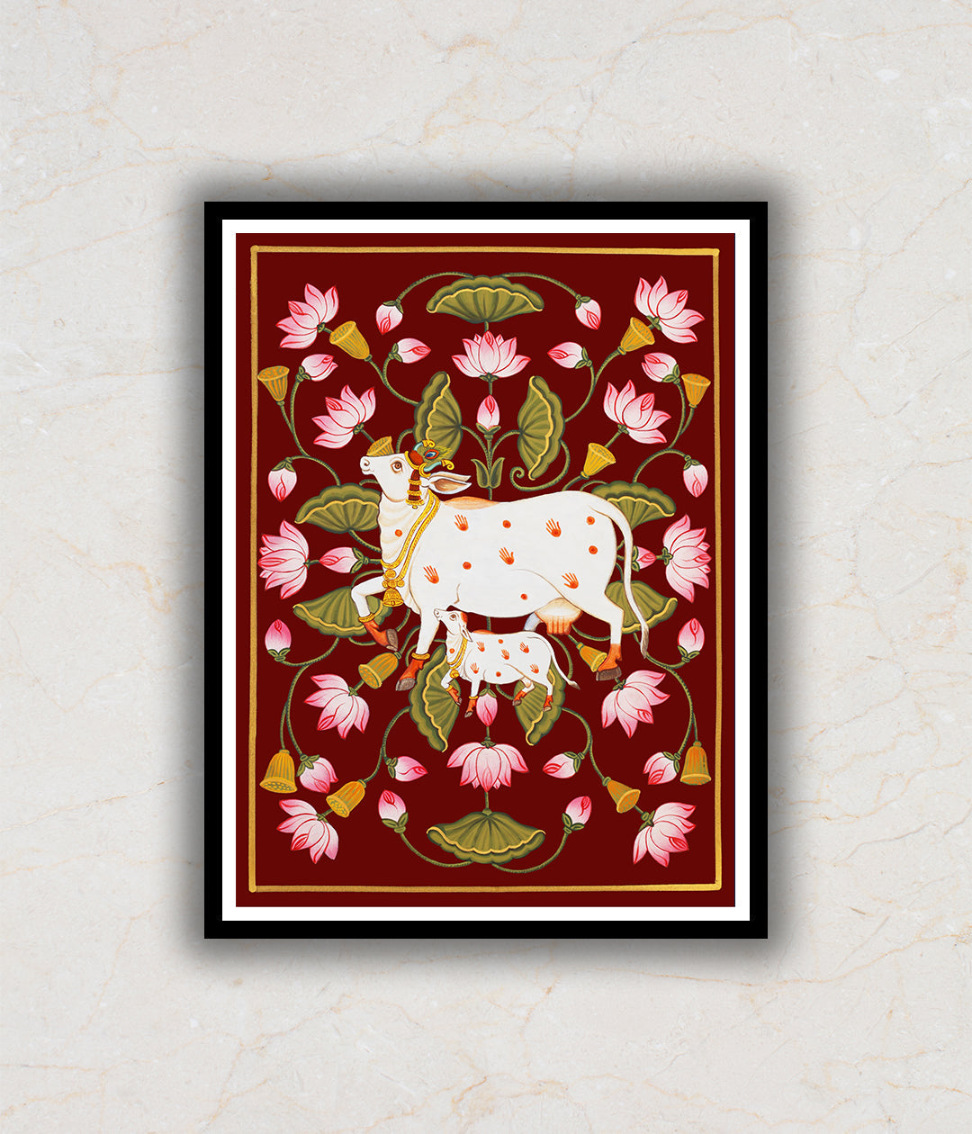 Kamdhenu The Sacred Cow Pichwai Art Painting