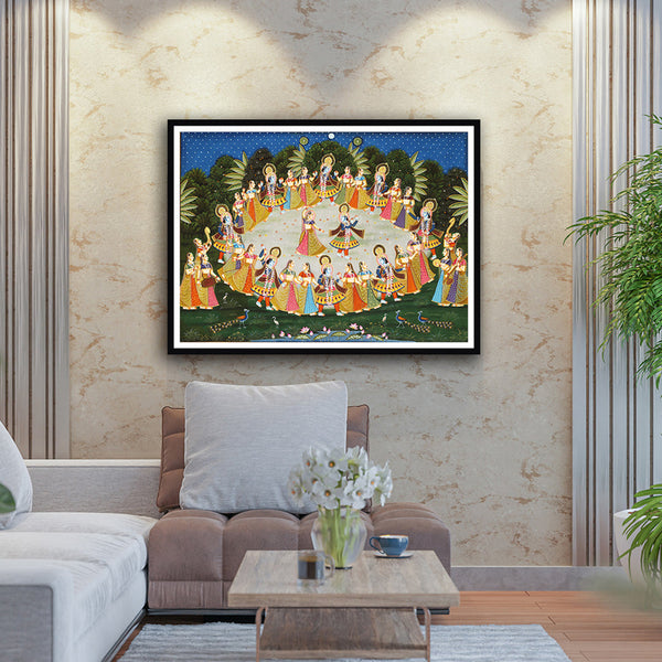 Raas Leela Pichwai Art Painting For Home Wall Art Decor