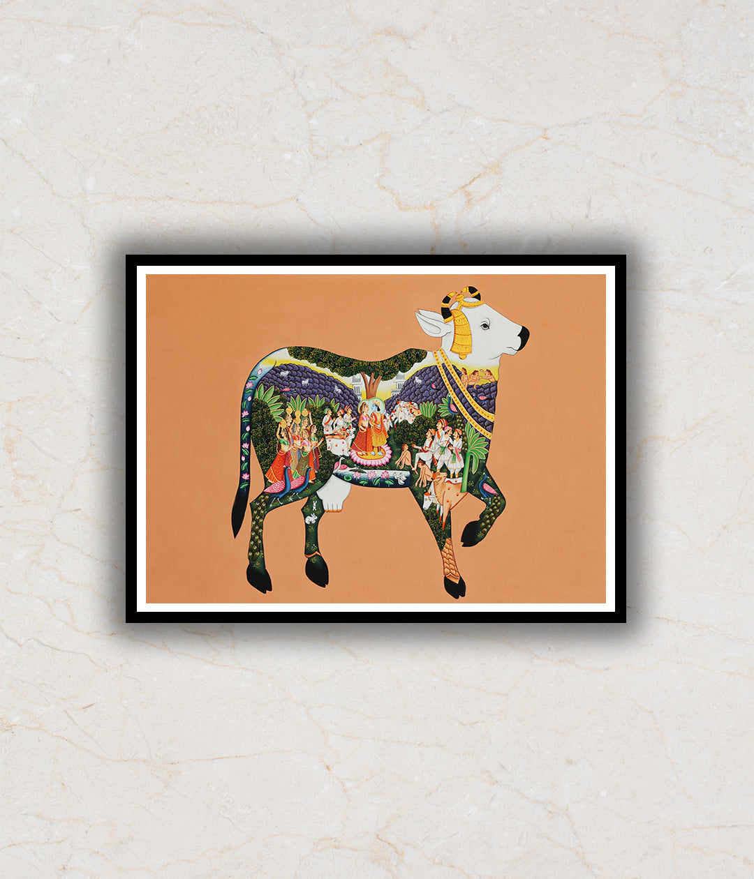 Kamdhenu The Sacred Cow Pichwai Art Painting