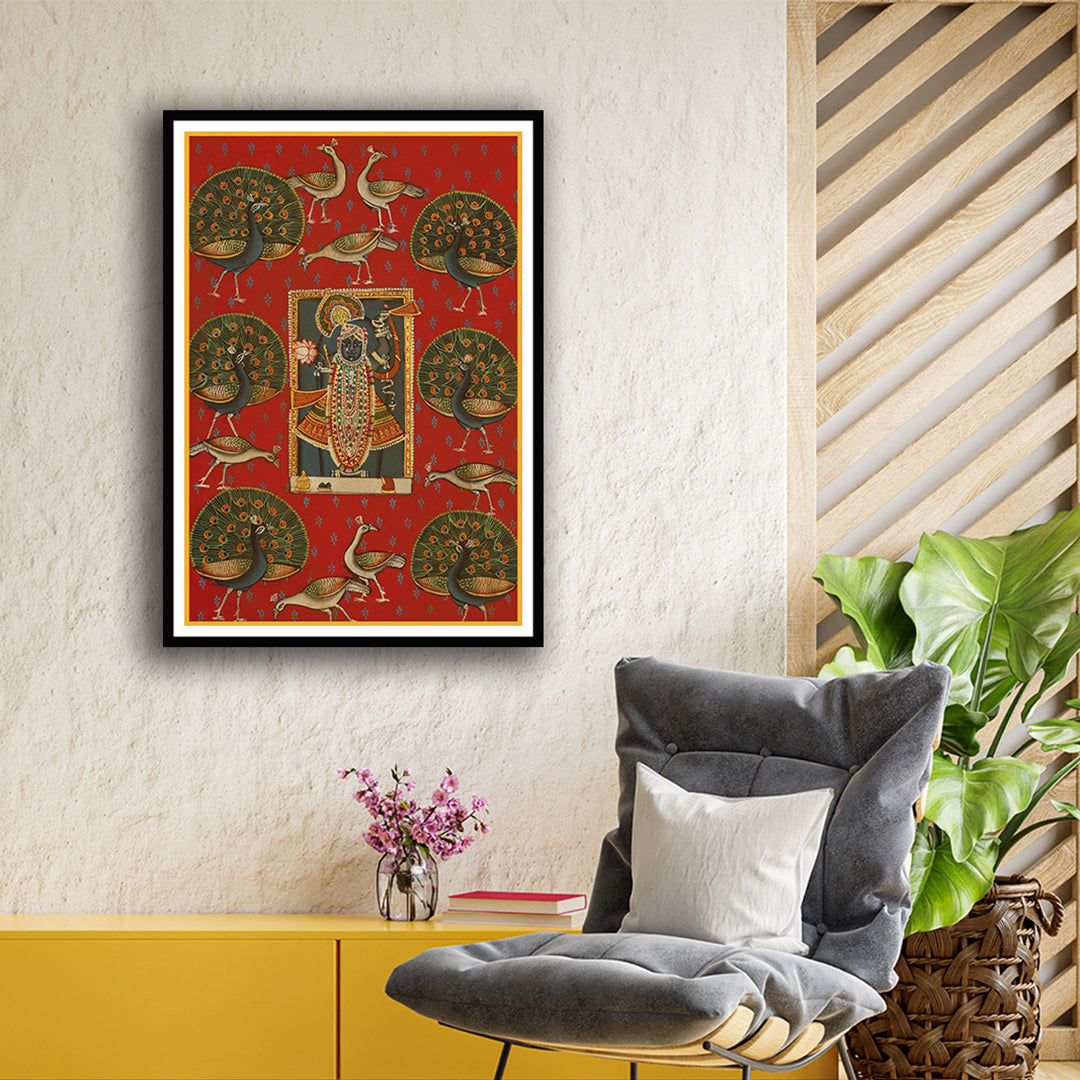 Red Miniature Pichwai Shrinath ji Art Painting For Home Wall Art Decor