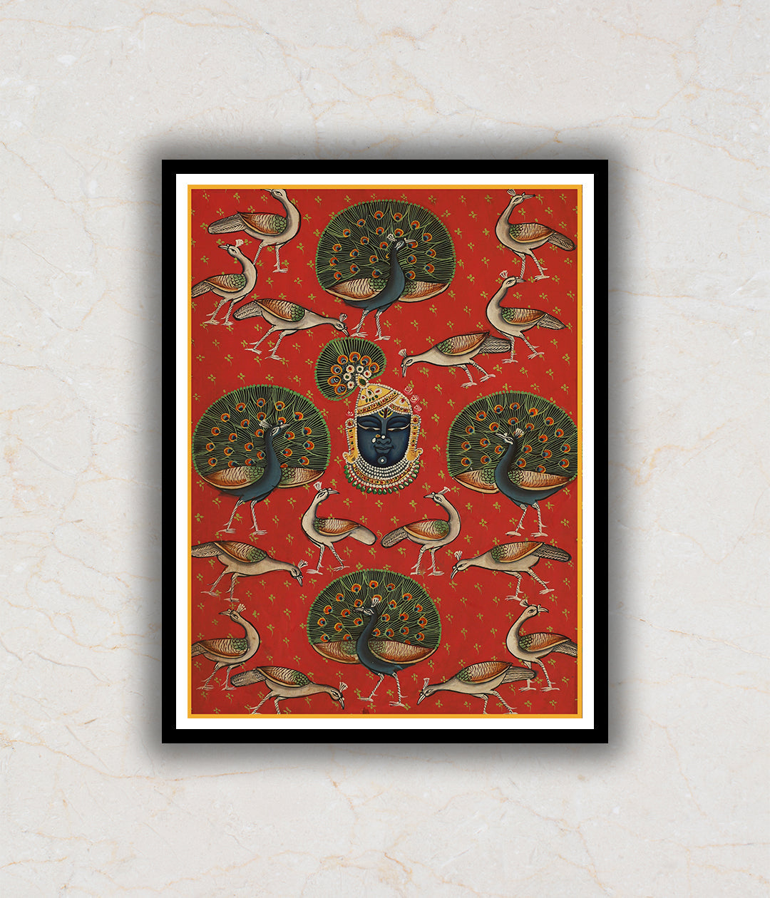 Red Minature Shrinathji Mukharvind Pichwai Art Painting For Home Wall Art Decor 2