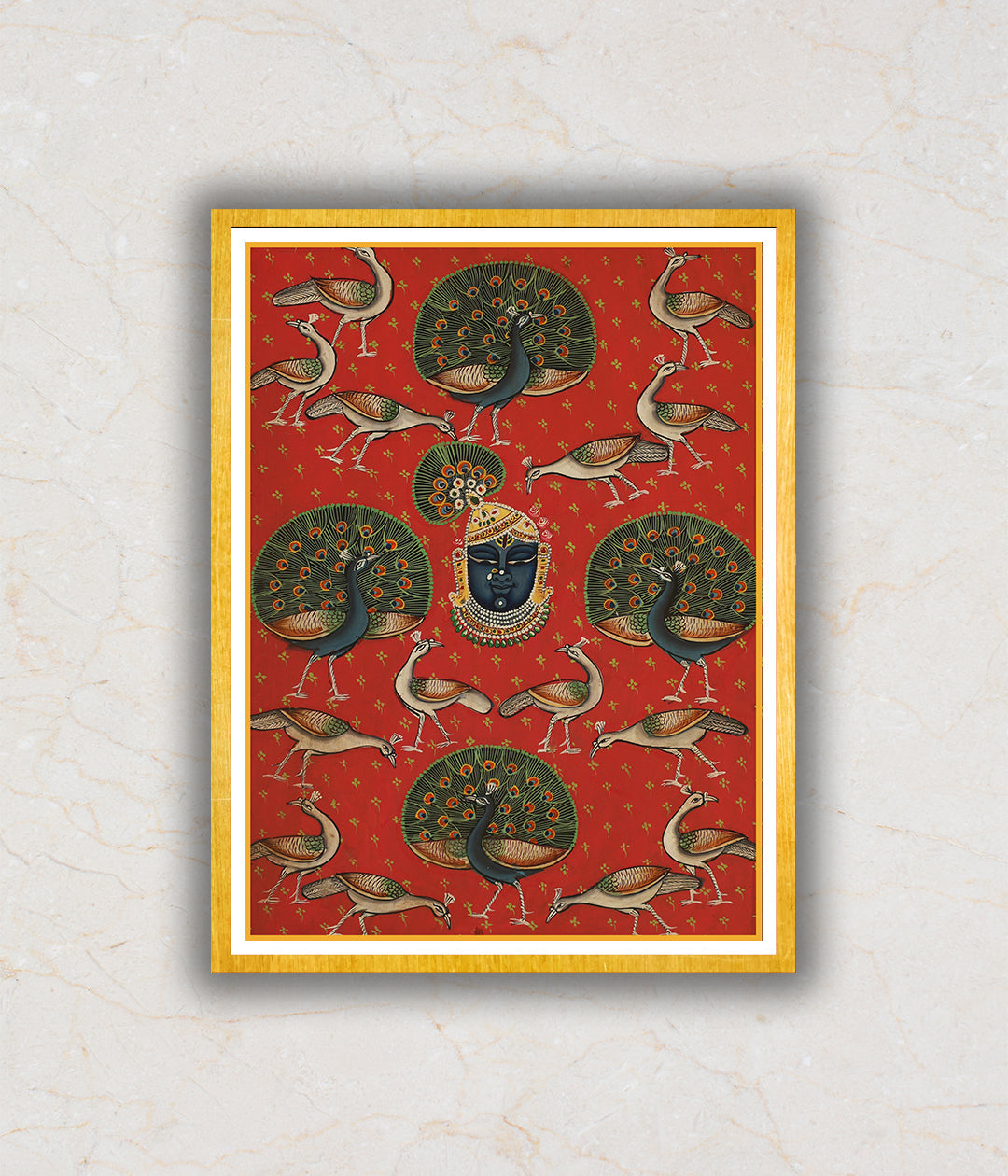 Red Minature Shrinathji Mukharvind Pichwai Art Painting For Home Wall Art Decor 2