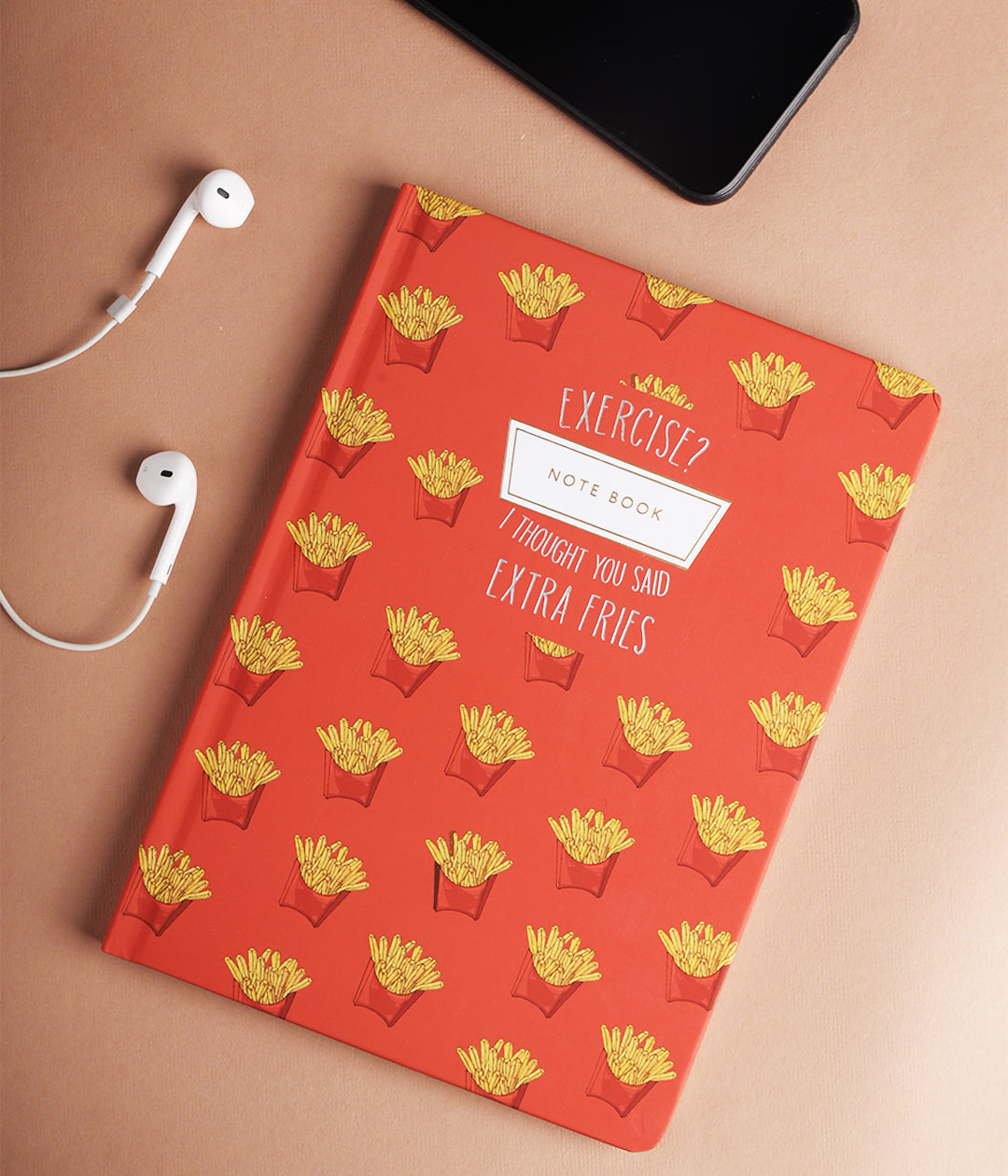 It's Fries-Day! Hardbound Notebook Journal Diary with Silver Foil Accents