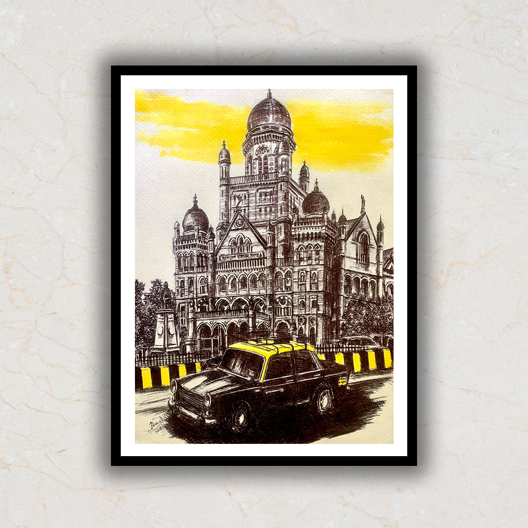 Mumbai BMC Building Painting Artwork For Home Wall Decor