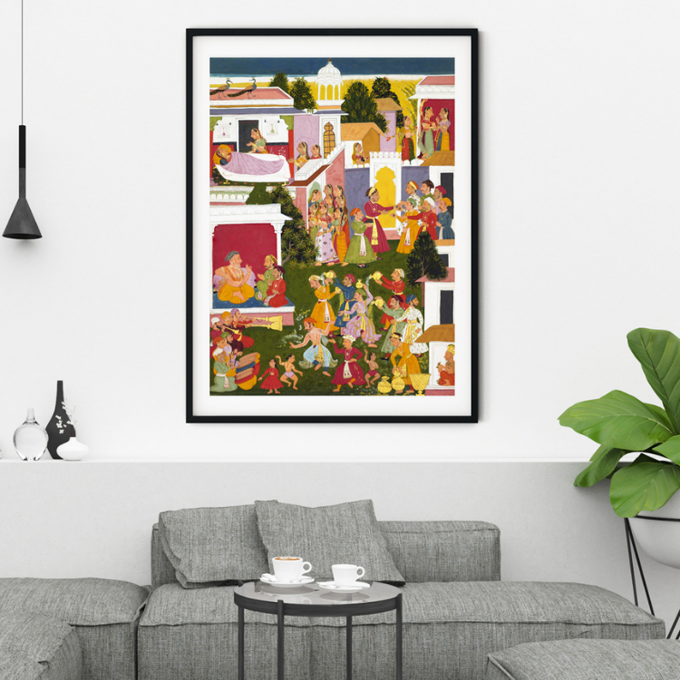 Celebrating The Birth Of Krishna Rajasthani Art Painting For Home Wall Art Decor