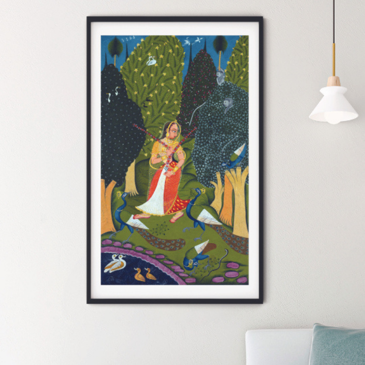 Radha Dancing With Peacocks Art Painting For Home Wall Art Decor