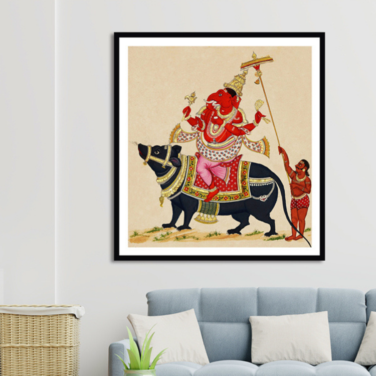 Thajavur Ganesh/Ganpati Art Painting For Home Wall Art Decor