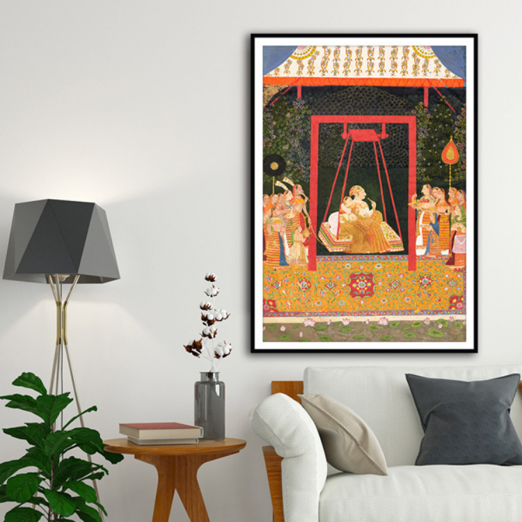 Rao Ram Chandra of Bedla on a Swing Artwork Painting For Home Wall Art DŽcor