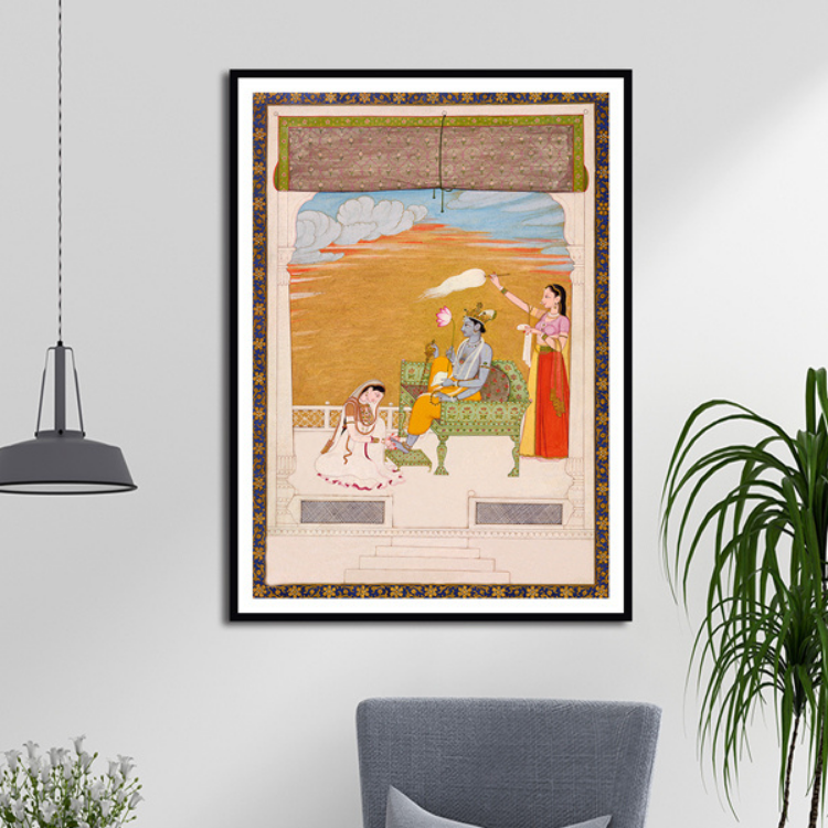 Krishna Fluting, Folio From a Dasavatar Series Artwork Painting For Home Wall Art DŽcor