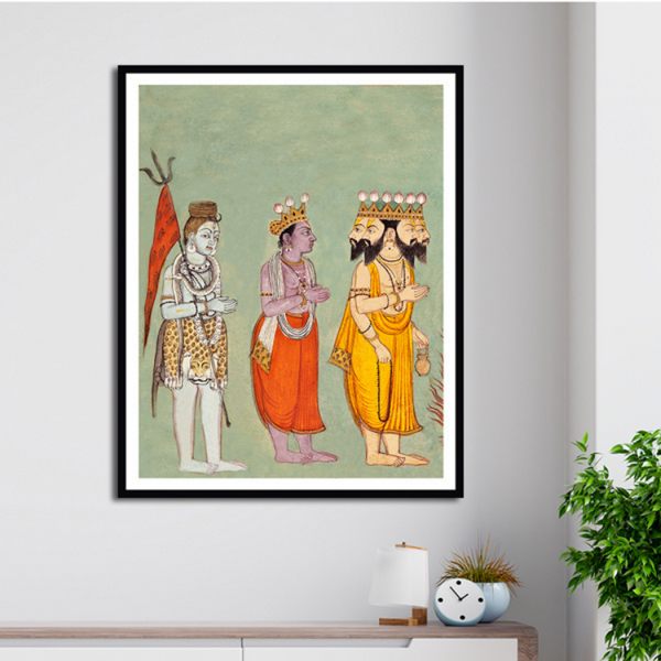 Vishnu and Brahma Adoring Kali Artwork Painting For Home Wall Art DŽcor