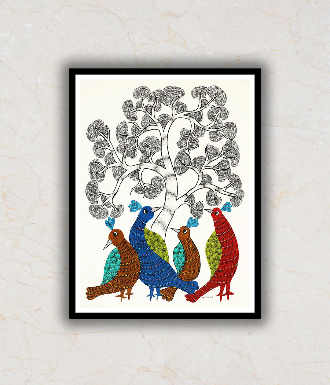 Family Ties Gond Art Painting For Home Wall Art Decor