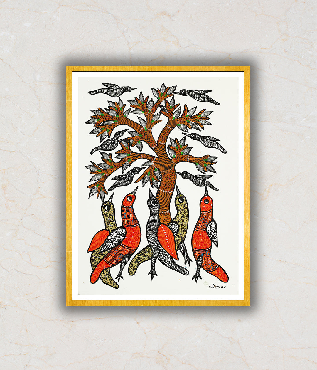 Carnival of Birds Gond Art Painting For Home Wall Art Decor