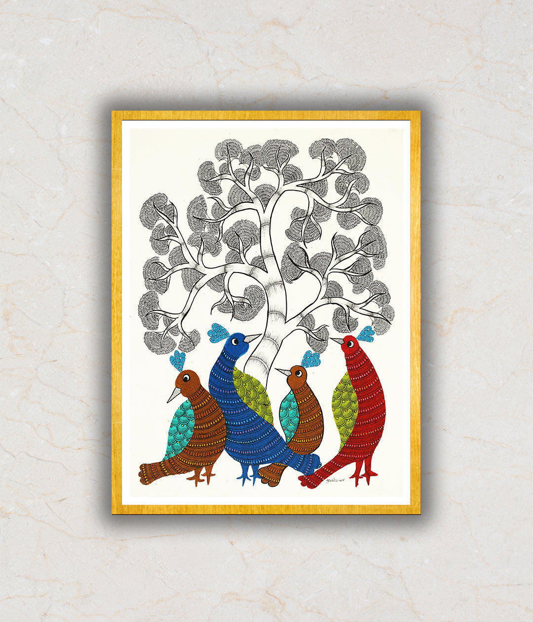 Family Ties Gond Art Painting For Home Wall Art Decor