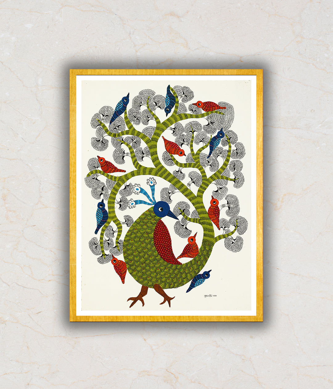 The Home of Feathers Gond Art Painting For Home Wall Art Decor