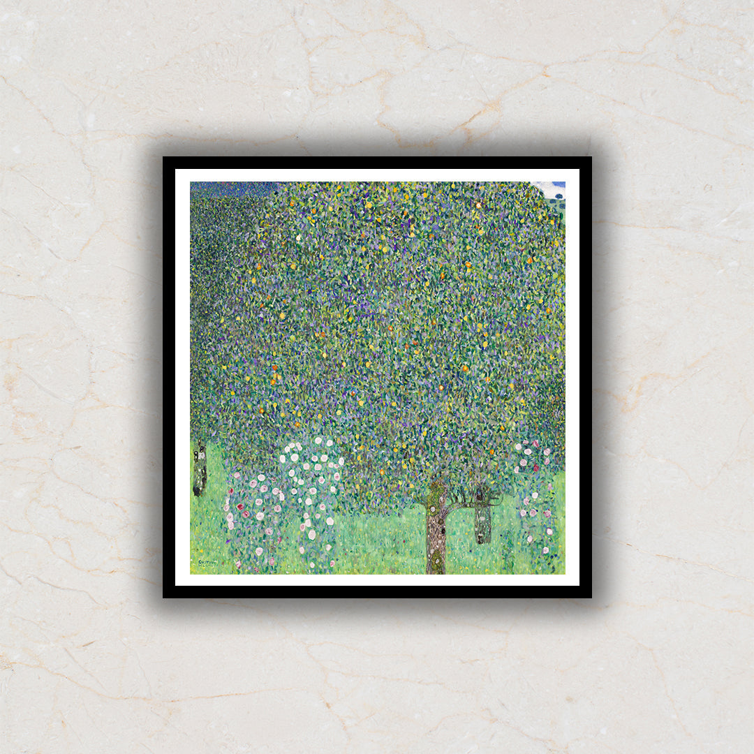 Gustav Klimt's Rosebushes Under the Trees (1905) Famous Art Painting