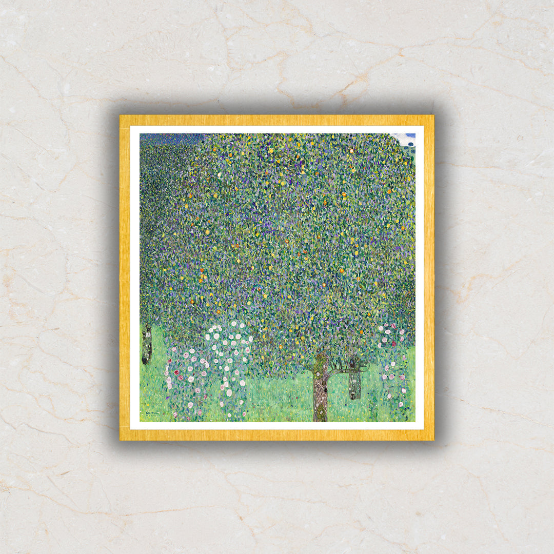 Gustav Klimt's Rosebushes Under the Trees (1905) Famous Art Painting