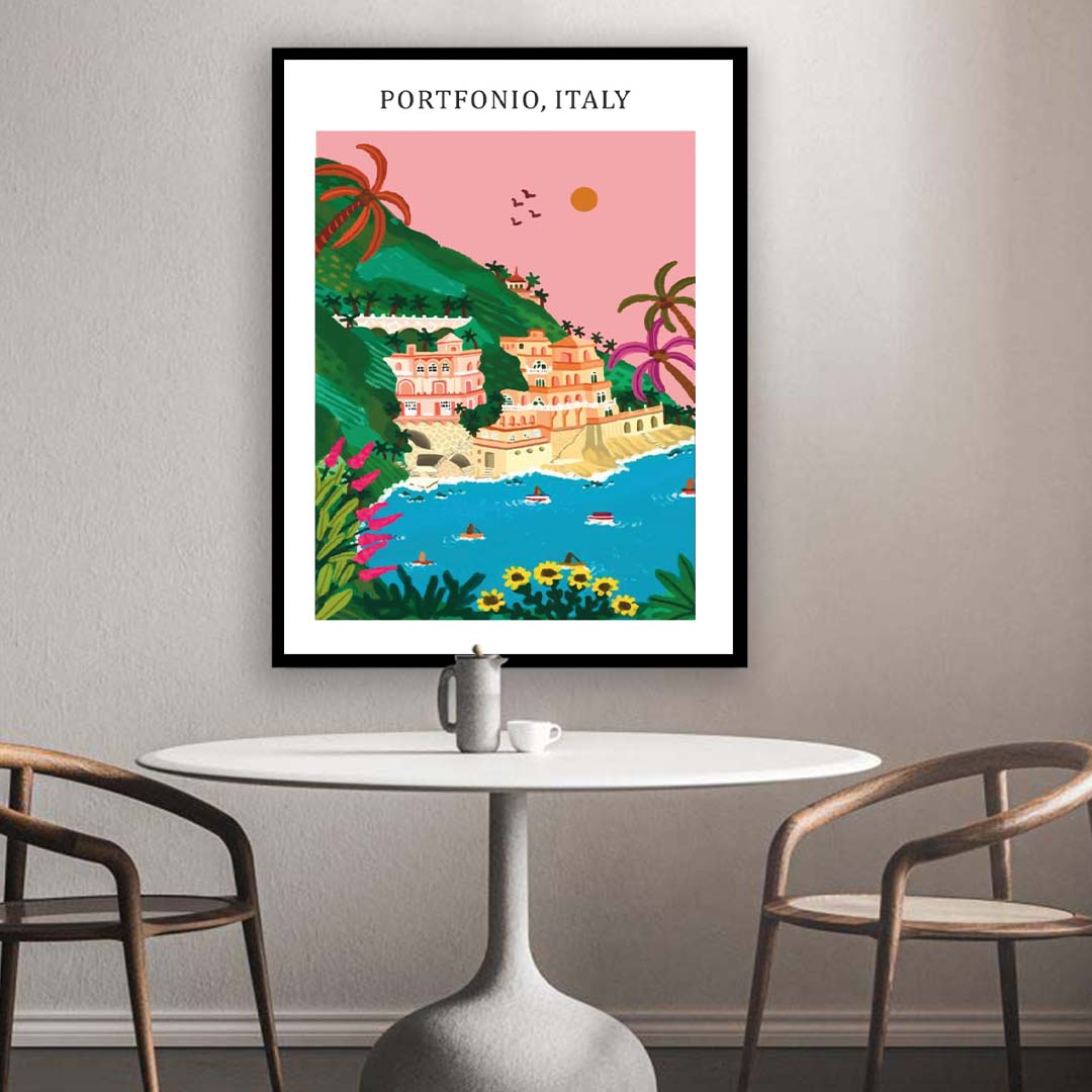 Portfonio, Italy illustration Artwork Painting For Home Wall DŽcor