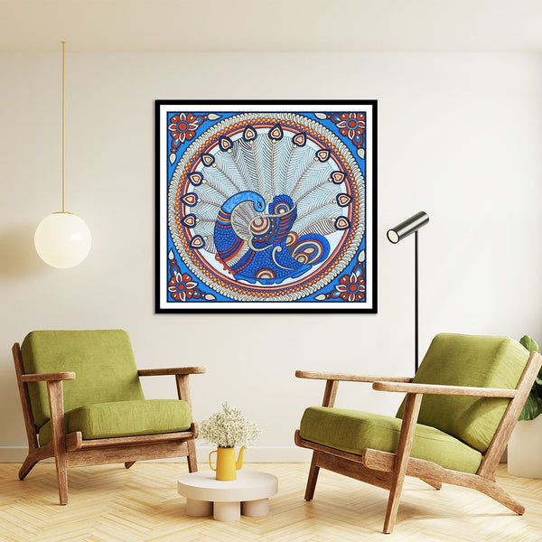 Peacock Kalamkari Artwork Painting For Home Wall Decor