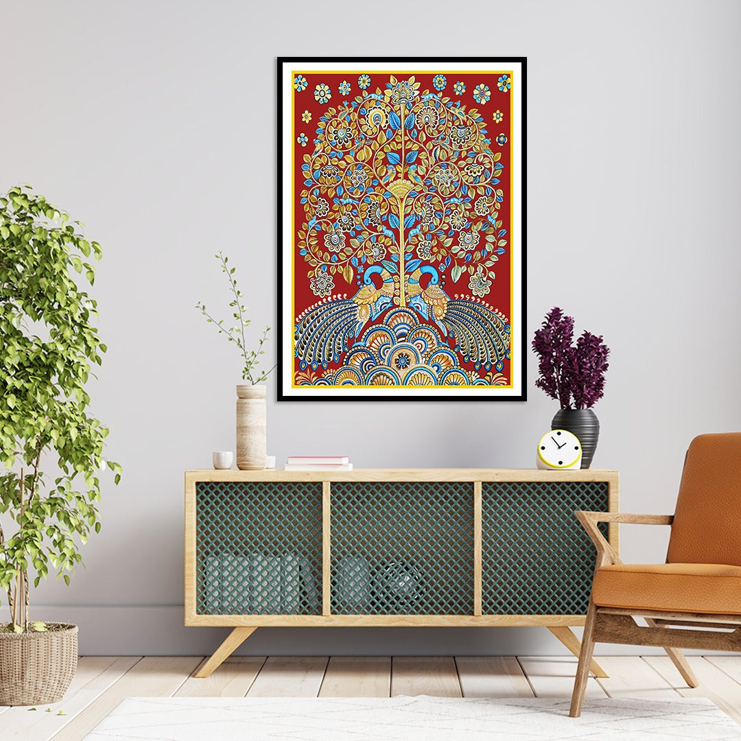 Dusk of Royalty Kalamkari Artwork Painting For Home Wall Decor