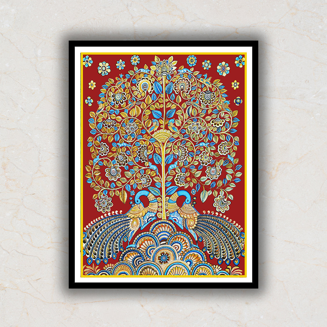 Dusk of Royalty Kalamkari Artwork Painting For Home Wall Decor