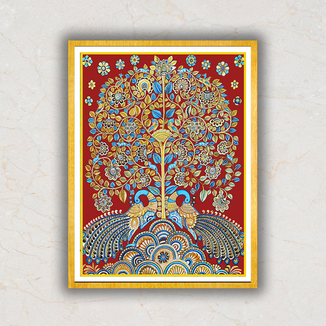 Dusk of Royalty Kalamkari Artwork Painting For Home Wall Decor