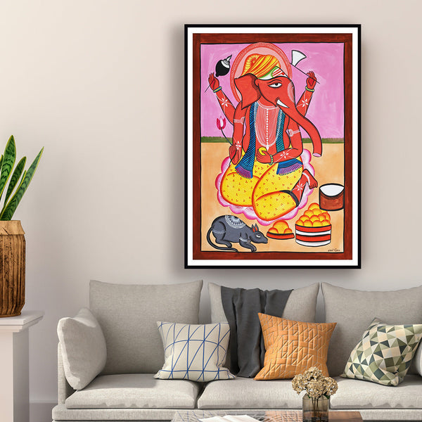 Lord Ganesha Kalighat Art Painting For Home Wall Art Decor