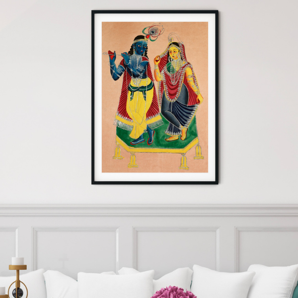 Radha Krishna Kalighat Painting 