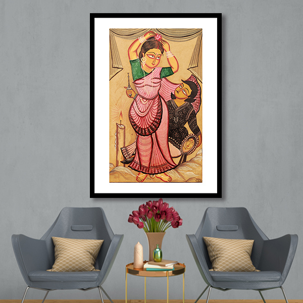 Couple Scene Kalighat Painting 1