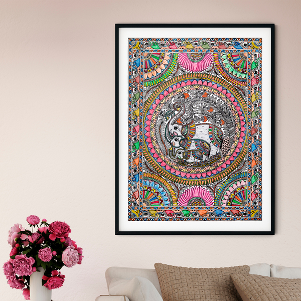 Elephants Madhubani Painting 1