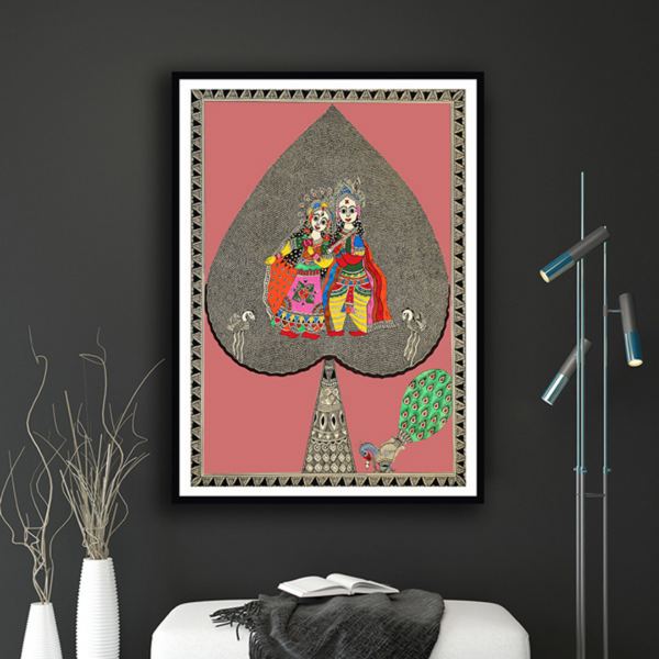 Radha Krishna Madhubani Art Painting For Home Wall Art Decor