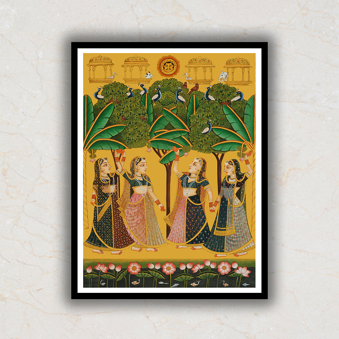 Gopis Under the Tree Pichwai Artwork