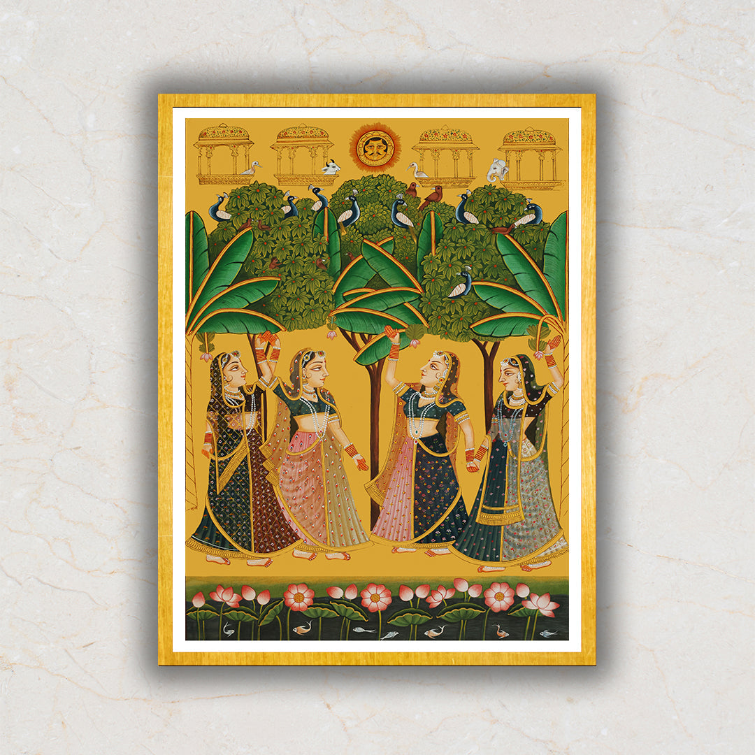 Gopis Under the Tree Pichwai Artwork