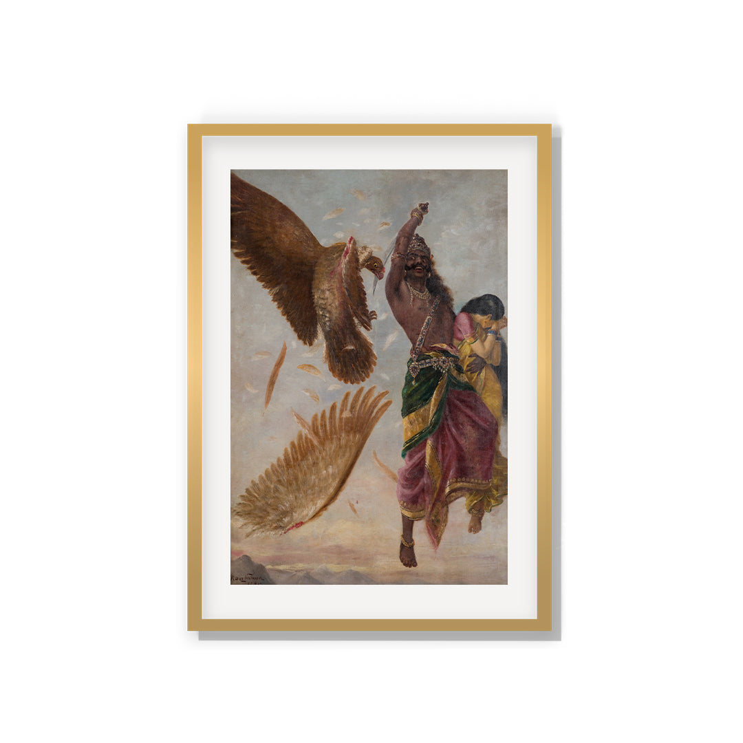 Raja Ravi Varma Artwork Painting - Ravana kills Jathayu