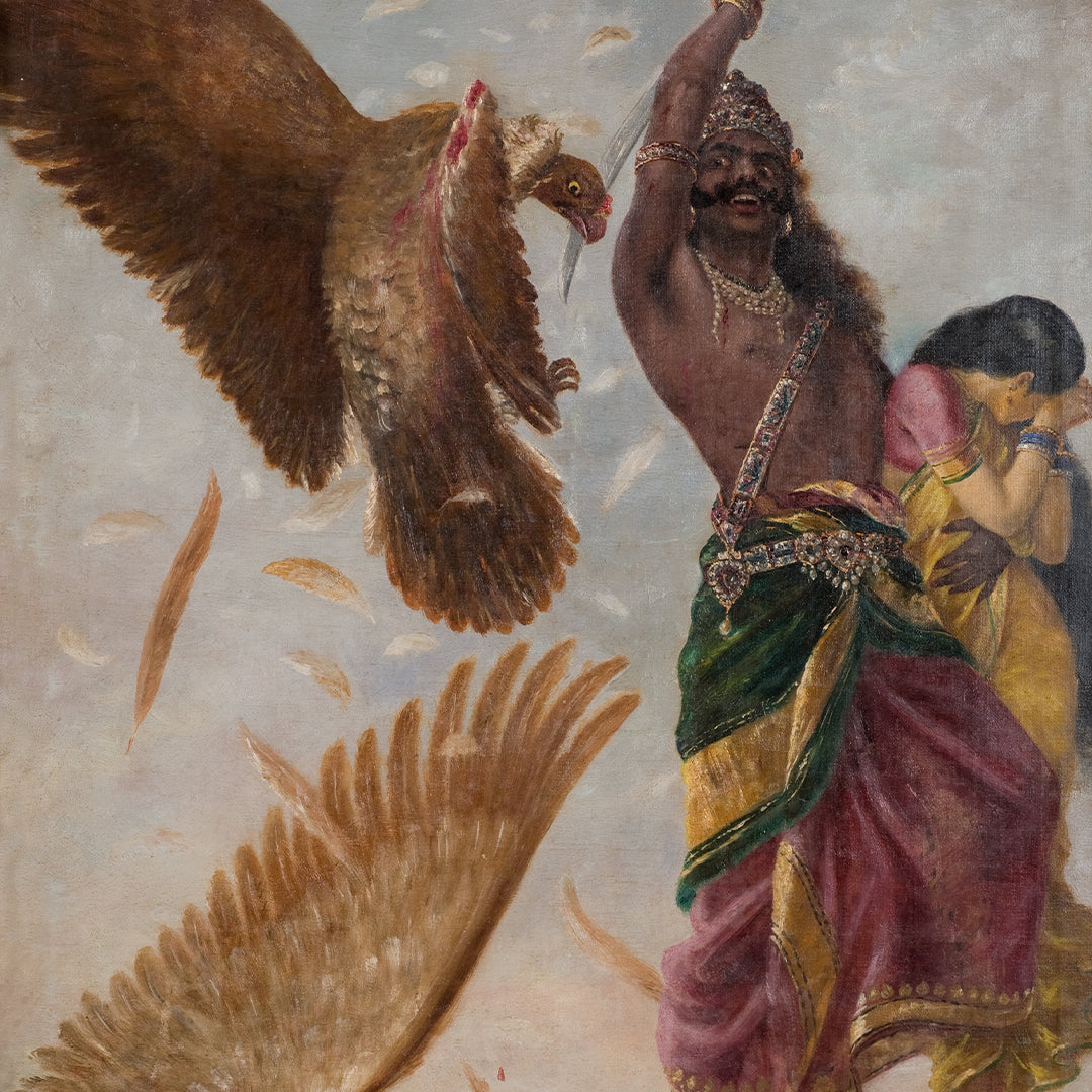 Raja Ravi Varma Artwork Painting - Ravana kills Jathayu