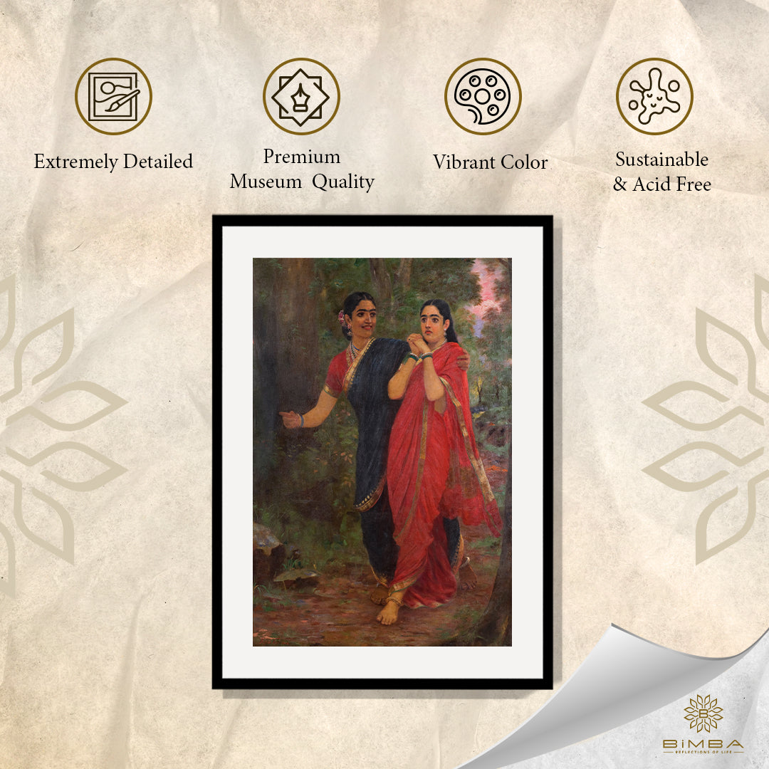 Raja Ravi Varma Artwork Painting - Simhika leads Sairandari to Keechaka