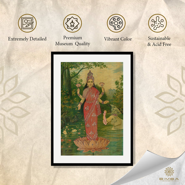 Raja Ravi Varma Artwork Painting - Lakshmi Embellished