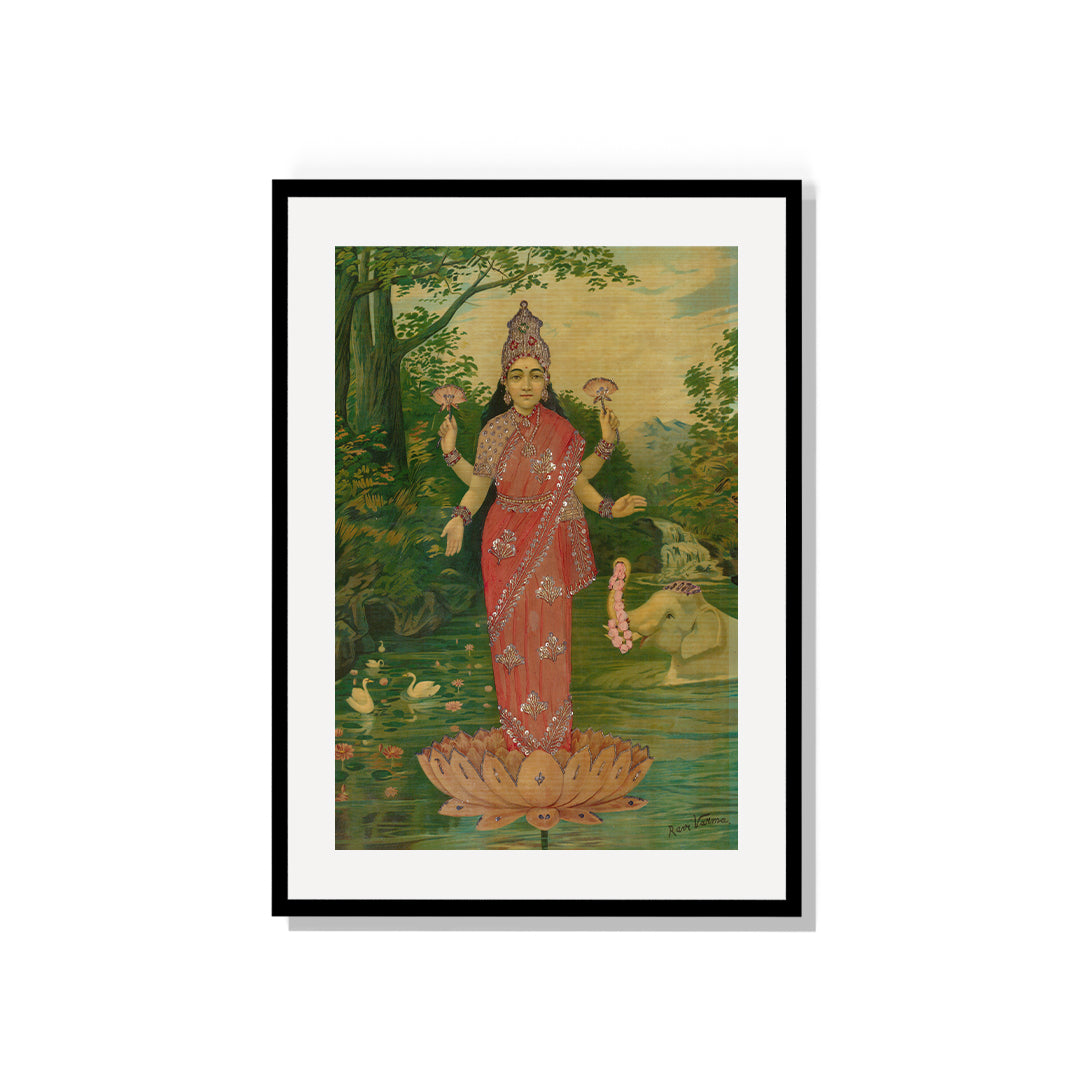 Raja Ravi Varma Artwork Painting - Lakshmi Embellished