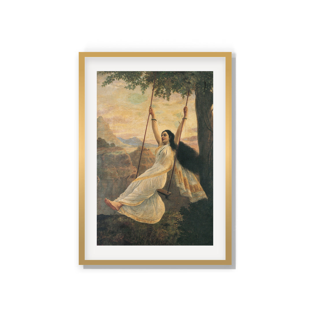 Raja Ravi Varma Artwork Painting - Mohini on a Swing