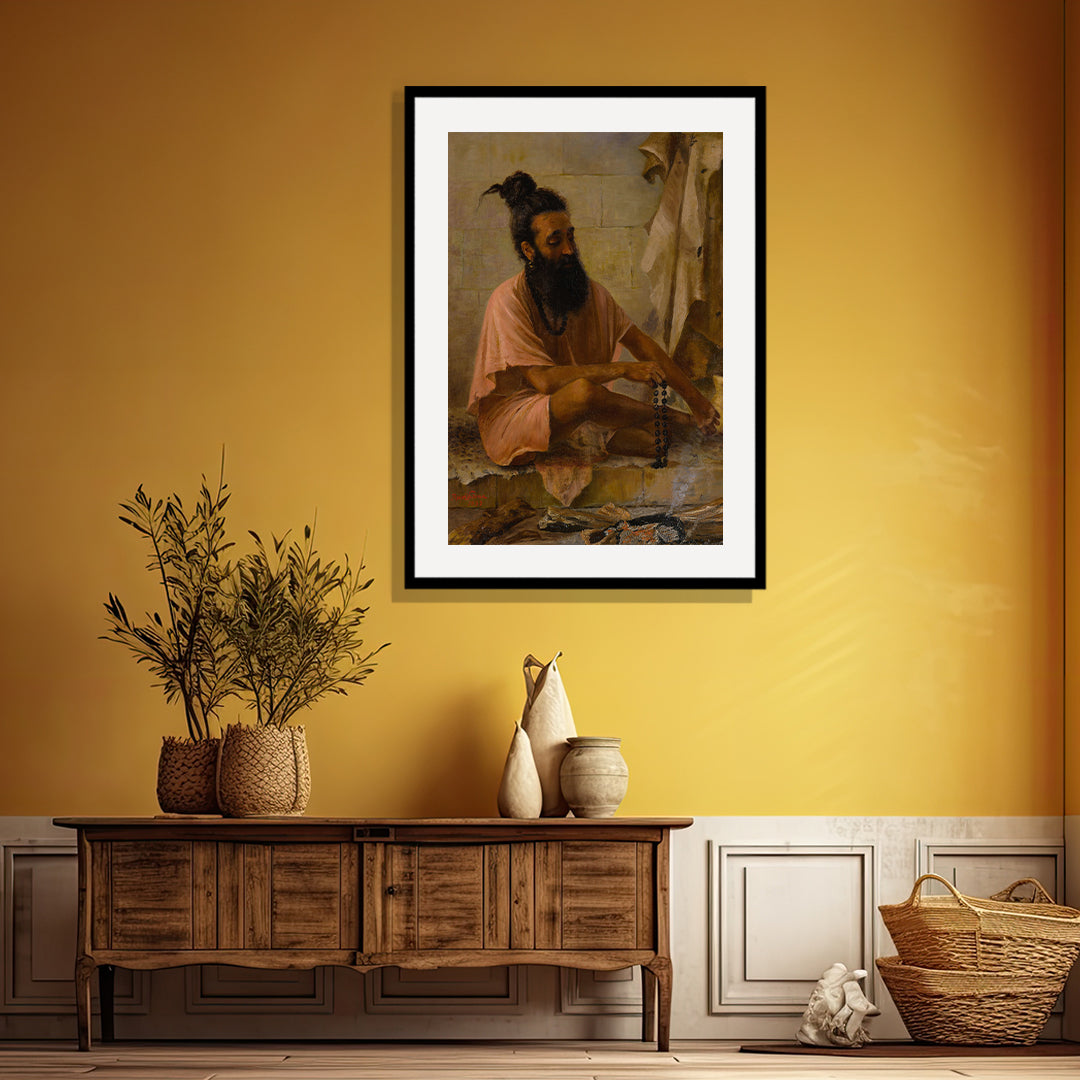 Raja Ravi Varma Artwork Painting - Vishvamitra, an ancient Hindu sage, in deep meditation