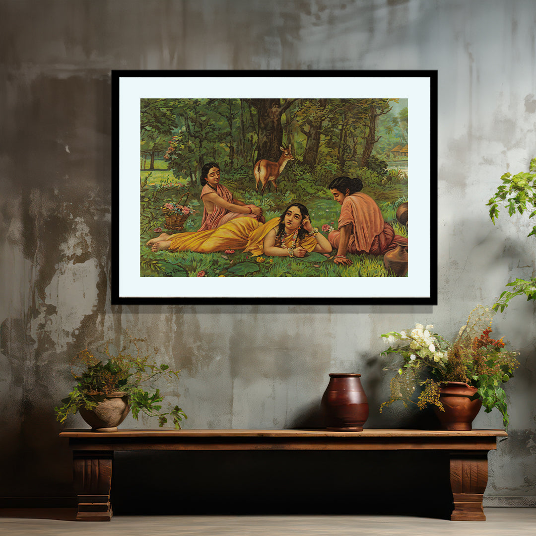 Raja Ravi Varma Artwork Painting - Sakunthala Pathralekhan 2