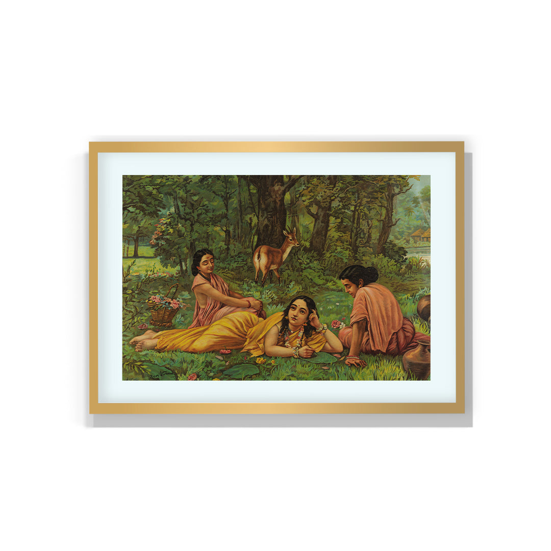 Raja Ravi Varma Artwork Painting - Sakunthala Pathralekhan 2